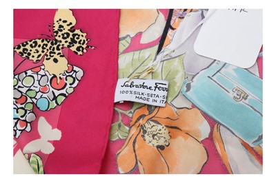 Lot 66 - Salvatore Ferragamo 'Fashion And Butterfly' Silk Print Scarf
