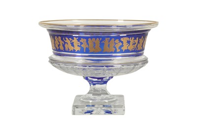 Lot 365 - A LARGE GLASS TAZZA, IN THE MANNER OF MOSER, 20TH CENTURY