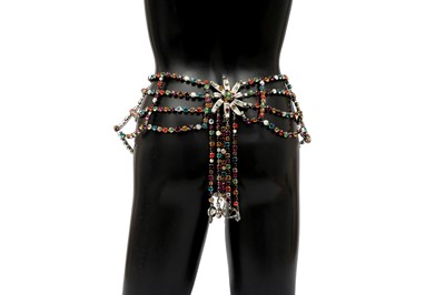 Lot 603 - Valentino Multicolour Crystal Gem Chain Belt - Size 85