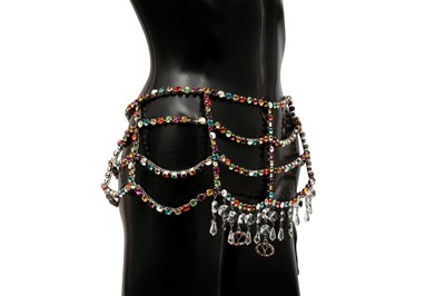 Lot 603 - Valentino Multicolour Crystal Gem Chain Belt - Size 85
