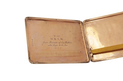 Lot 30 - A George V 9 carat gold cigarette case Birmingham 1918 by Mappin and Webb