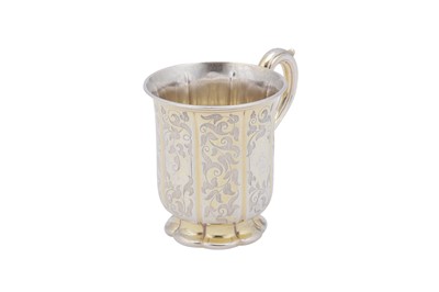 Lot 399 - A Victorian sterling silver gilt christening mug, London 1853 by messrs Barnard