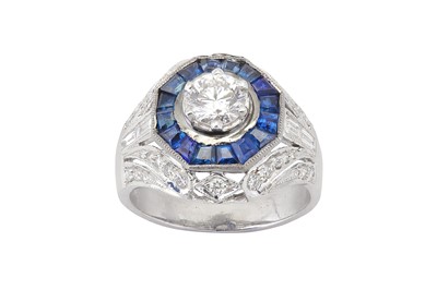 Lot 70 - A sapphire and diamond dress ring