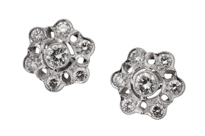 Lot 83 - A pair of diamond cluster earstuds