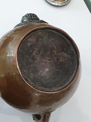 Lot 389 - A TIBETAN COPPER BUTTER-TEA TEAPOT AND COVER.