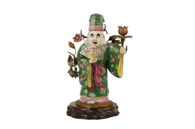 Lot 571 - A CHINESE PORCELAIN FIGURE OF A SAGE, 19TH CENTURY