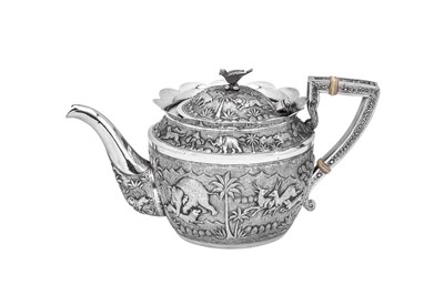 Lot 72 - A late 19th century Anglo – Indian unmarked silver three-piece tea service, Lucknow circa 1890