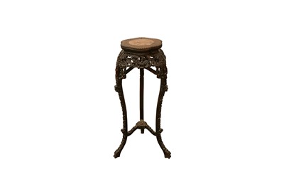 Lot 587 - A CHINESE ROSEWOOD JARDINIERE STAND