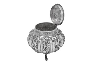 Lot 70 - An early 20th century Anglo – Indian unmarked silver tea caddy, Lucknow circa 1900