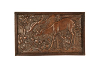 Lot 214 - A PAIR OF GERMAN BLACK FOREST CARVED WOODEN PANELS, 19TH CENTURY