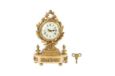 Lot 179 - A FRENCH ORMOLU AND WHITE MARBLE MANTEL CLOCK, 19TH CENTURY