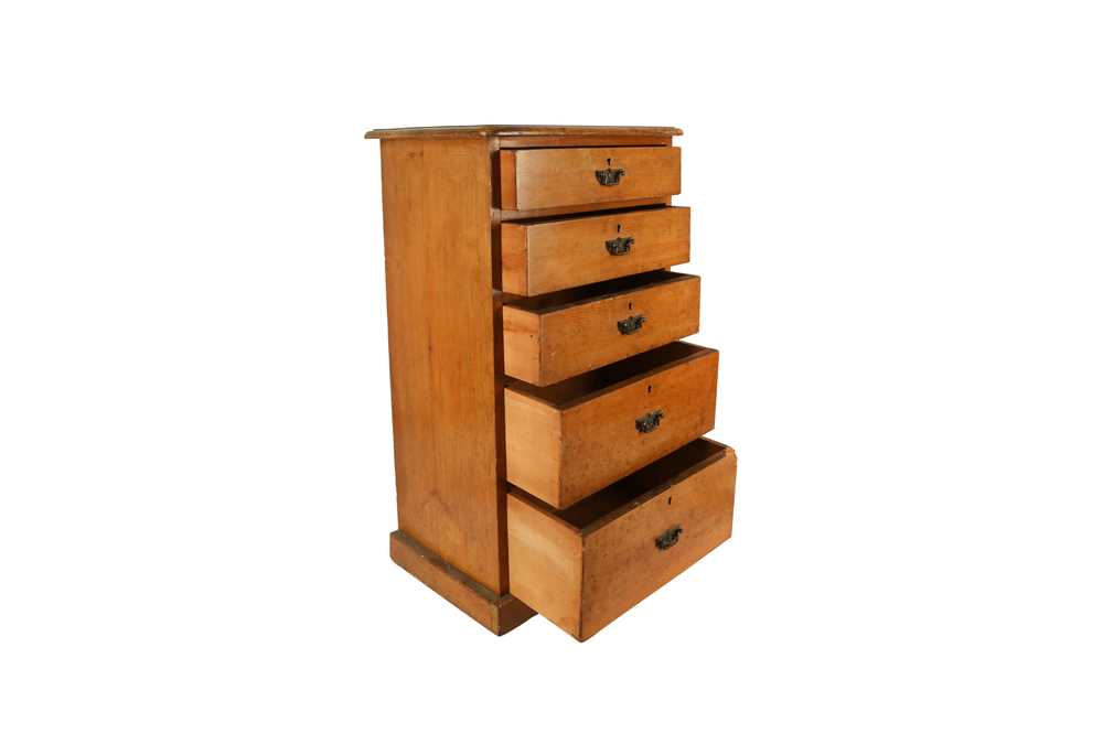 Lot 97 A NARROW PINE CHEST OF DRAWERS, LATE 19TH