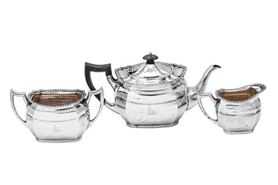 Lot 387 - A Victorian sterling silver three-piece tea service, Sheffield 1899 by Mappin and Webb