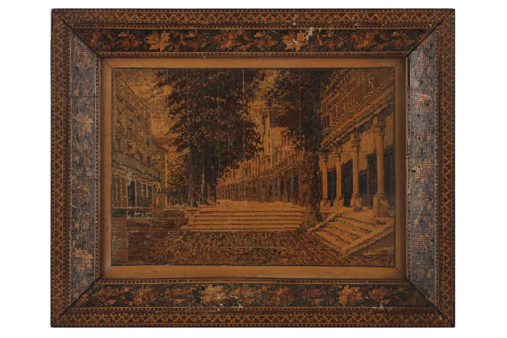 Lot 203 - A TUNBRIDGE WARE PANEL DEPICTING THE PANTILES, ROYAL TUNBRIDGE WELLS , KENT