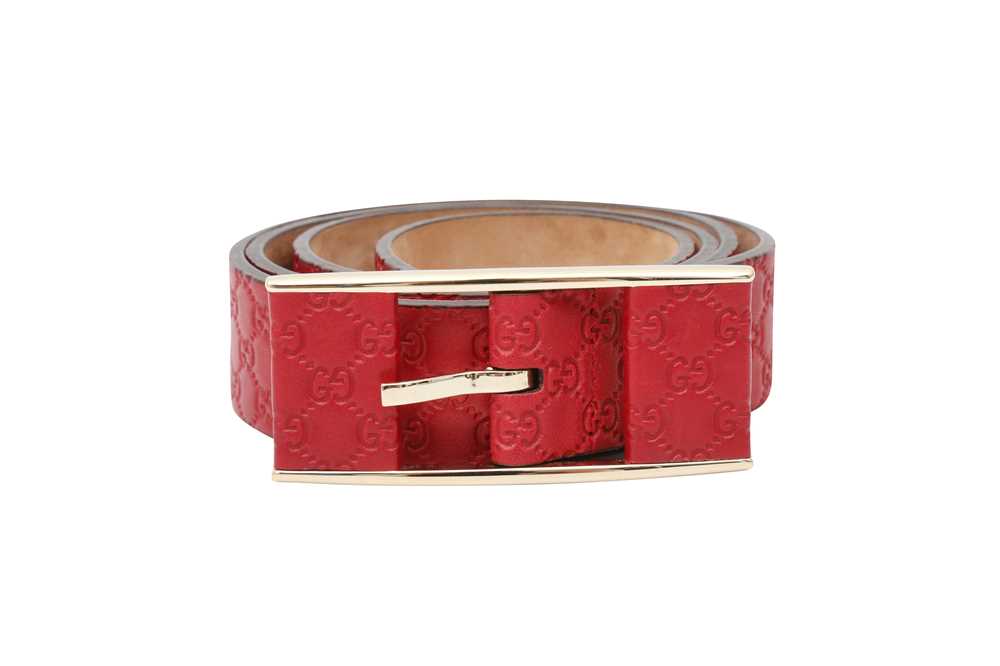 Lot 24 - Gucci Red Guccissima Monogram Belt - Size 95