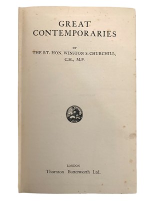 Lot 41 - Churchill: Great Contemporaries. Inscribed.