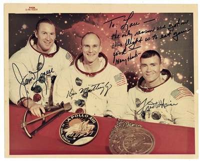 Lot 836 - Apollo 13.- James Lovell, Ken Mattingly & Fred W. Haise