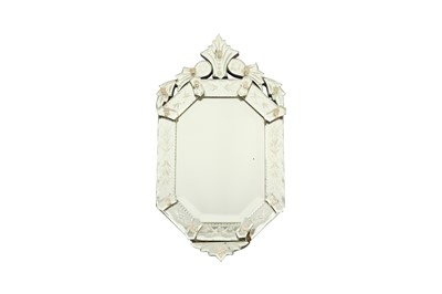 Lot 48 - A VENETIAN STYLE BEVELLED GLASS WALL MIRROR, 20TH CENTURY