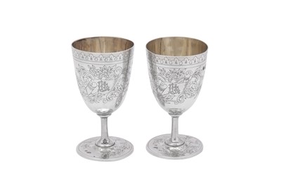 Lot 202 - A pair of late 19th century Ottoman Turkish 900 standard silver wine goblets, circa 1890 Tughra of Sultan Abdul Hamid II (1876-1909)