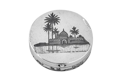 Lot 176 - An early 20th century Iraqi silver and niello compact, Omara circa 1930