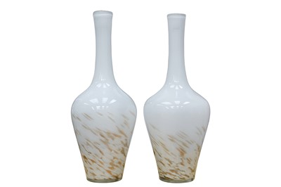 Lot 366 - A PAIR OF OPALINE ART GLASS VASES, CONTEMPORARY