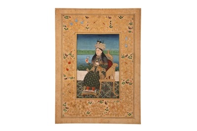 Lot 258 - A PORTRAIT OF AN ENTHRONED MUGHAL QUEEN