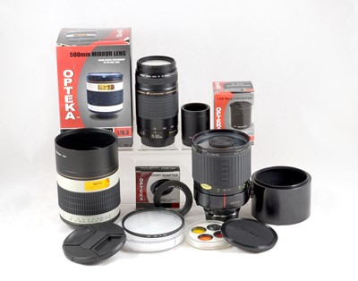 Lot 141 - Collection of EOS Fit Telephoto lenses, inc OM Fit Mirror Lens