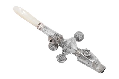Lot 13 - A George III sterling silver babies rattle, London 1812 by Peter and William Bateman