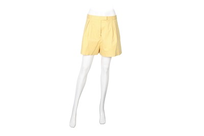 Lot 1 - Miu Miu Buttercup Yellow Cotton Pleat Short - Size 44