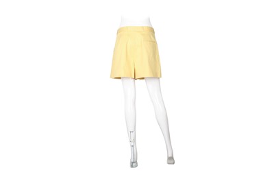 Lot 1 - Miu Miu Buttercup Yellow Cotton Pleat Short - Size 44