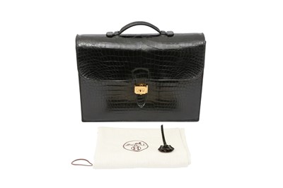 Lot 421 - λ Hermes Black Shiny Crocodile Sac A Depeche 38