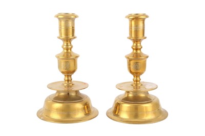 Lot 195 - A PAIR OF LARGE 17TH CENTURY STYLE HEEMSKERK DUTCH BRASS CANDLESTICKS