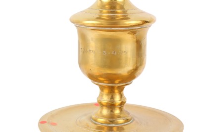 Lot 195 - A PAIR OF LARGE 17TH CENTURY STYLE HEEMSKERK DUTCH BRASS CANDLESTICKS
