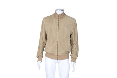 Lot 314 - Burberry Men's Beige Perforated Bomber Jacket - Size 40