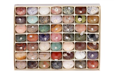 Lot 558 - A SET OF HANDCUT AND POLISHED GEMSTONE EGGS