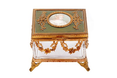Lot 72 - A FRENCH EMPIRE STYLE ORMOLU AND ROCK CRYSTAL BOX, 19TH CENTURY