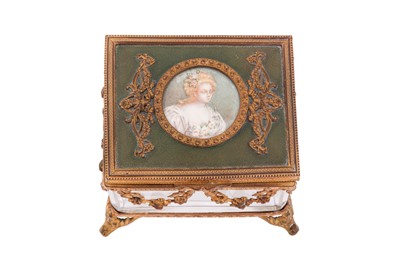 Lot 72 - A FRENCH EMPIRE STYLE ORMOLU AND ROCK CRYSTAL BOX, 19TH CENTURY