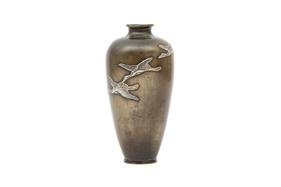 Lot 477 - A SMALL JAPANESE INLAID BRONZE VASE BY THE NOGAWA COMPANY.