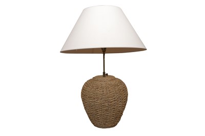 Lot 497 - A WOVEN SEAGRASS-CLAD TABLE LAMP, CONTEMPORARY