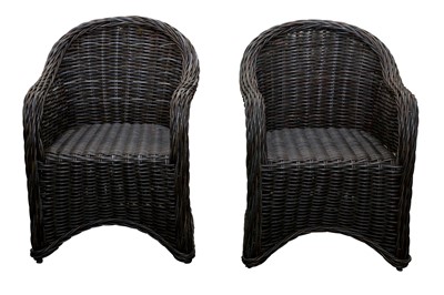 Lot 521 - A PAIR OF RATTAN GARDEN CHAIRS, CONTEMPORARY