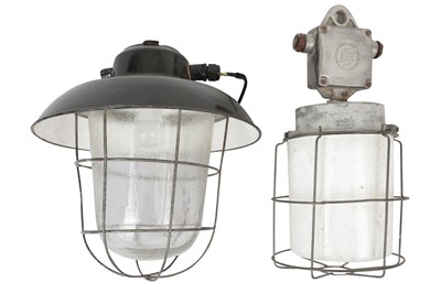 Lot 523 - TWO INDUSTRIAL LIGHTS, MID 20TH CENTURY