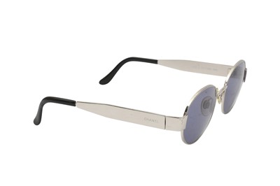 Lot 605 - Chanel Silver Round Logo Sunglasses