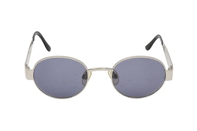 Lot 605 - Chanel Silver Round Logo Sunglasses
