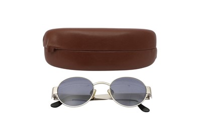 Lot 605 - Chanel Silver Round Logo Sunglasses