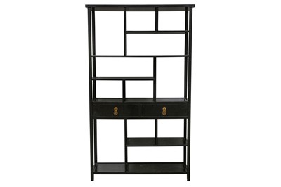 Lot 618 - A CHINESE BLACK LACQUERED SHELVING UNIT, 20TH CENTURY