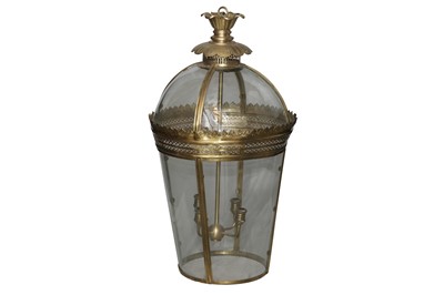 Lot 362 - PURE WHITE LINES, A VERY LARGE BRASS 'BYRON' HALL LANTERN