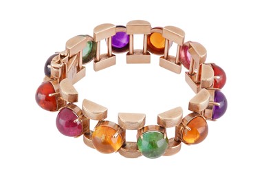Lot 134 - A gold multi-gem bracelet