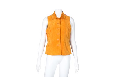 Lot 224 - Hermes Orange Silk Print Waistcoat - Size 40