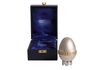 Lot 69 - A cased Elizabeth II parcel gilt sterling silver surprise egg, London 1984 by Christopher Nigel Lawrence
