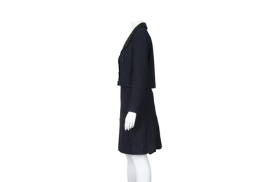 Lot 164 - Chanel Navy Boucle Metallic Skirt Suit - Size 36 & 38